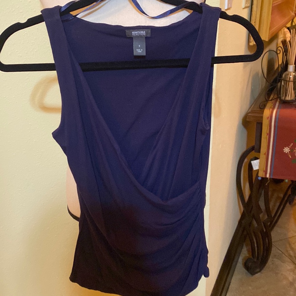 Kenneth Cole blue v neck blouse